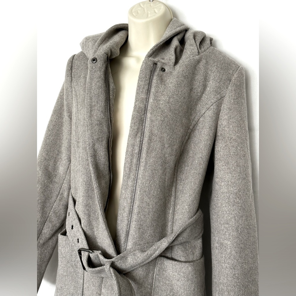 Forever 21 Grey Long Coat With Oversize Hood Size S